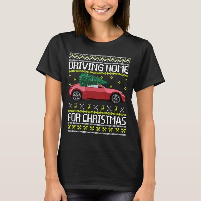 T-shirt de Noël Arbre de Noël Vieille voiture Xmas (Devant)