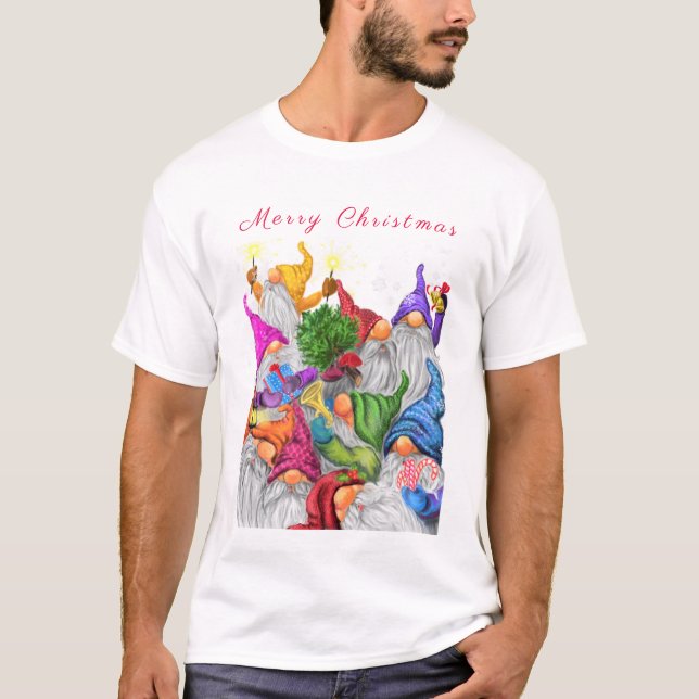 T-shirt de Noël avec Gnomes Party (Devant)