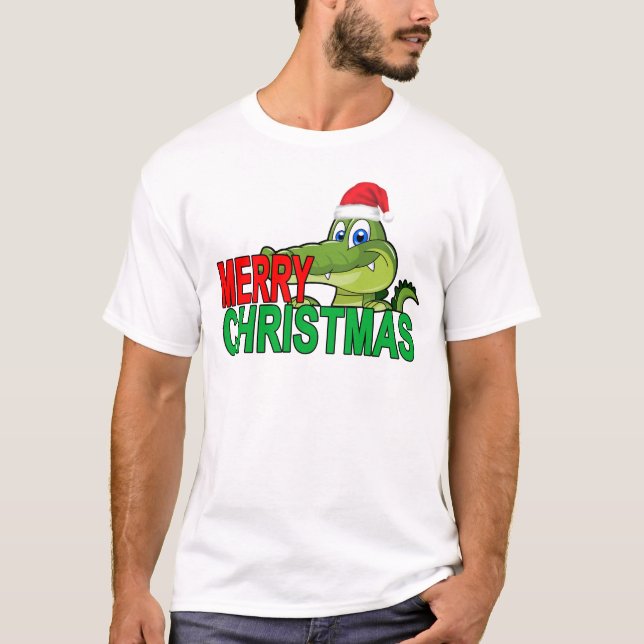 T-shirt de Noël d'alligator. .png (Devant)