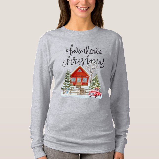 T-shirt de Noël de la ferme de vacances rustique (Devant)