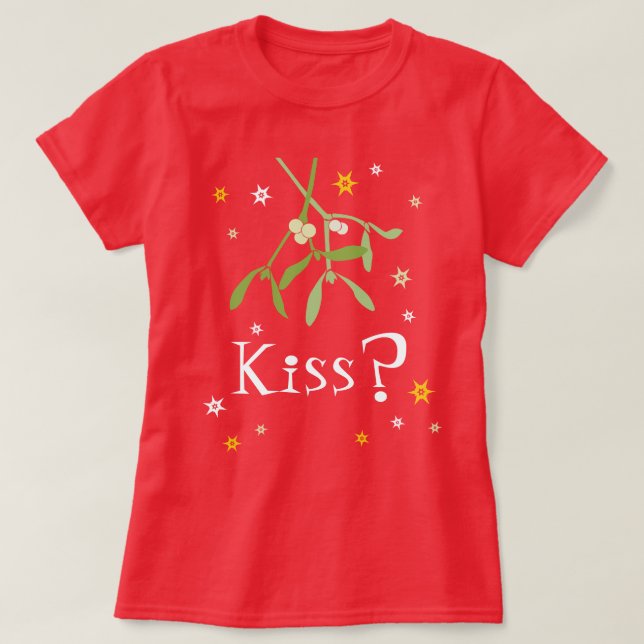T-shirt de noël de mistletoe rouge (Design devant)