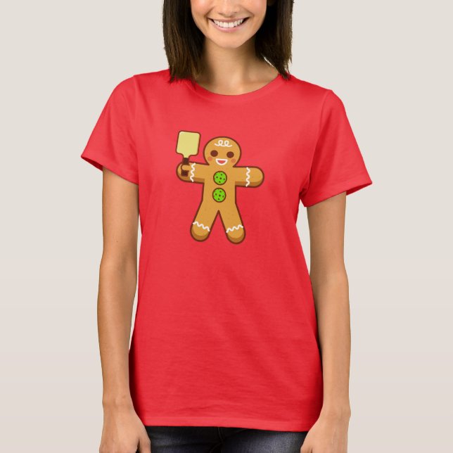T-shirt de Noël de Pickleball - Gingerbreadman (Devant)