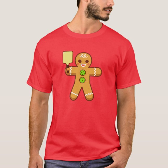T-shirt de Noël de Pickleball - Gingerbreadman (Devant)