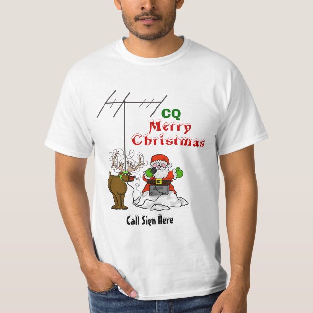 T-shirt de Noël de QC de Père Noël et de Rudolph (Devant)