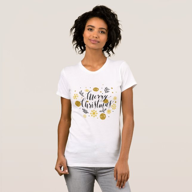 T-shirt de Noël élégant avec Parties scintillant d (Devant entier)