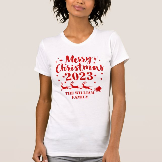 T-shirt de Noël familial personnalisé (Devant)