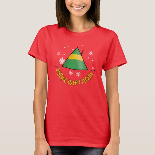 T-shirt de Noël féminin Elf Favorite souriant (Devant)