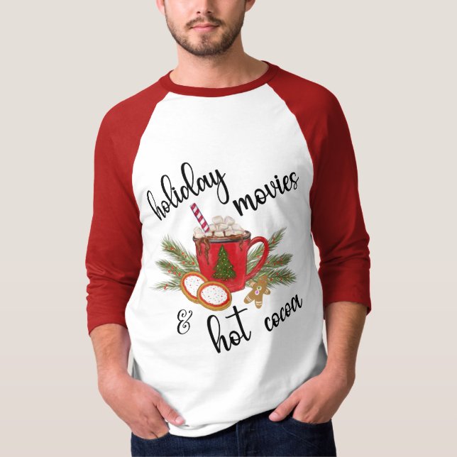 T-shirt de Noël Films de vacances et cacao chaud (Devant)