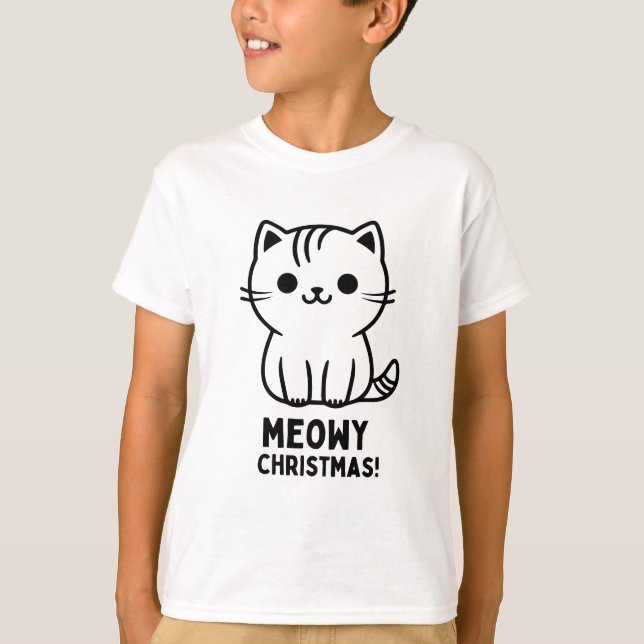 T-shirt de Noël Meowy (Devant)