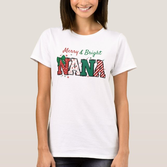 T-shirt de Noël Merry et Bright Nana Grandma (Devant)