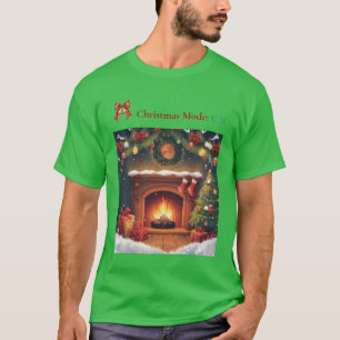 T-shirt de Noël Mode Noël Allumée Cheminée Cosy
