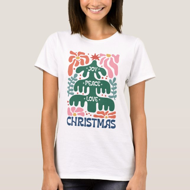 T-shirt de Noël pour femmes Boho, t-shirt de Noël. (Devant)
