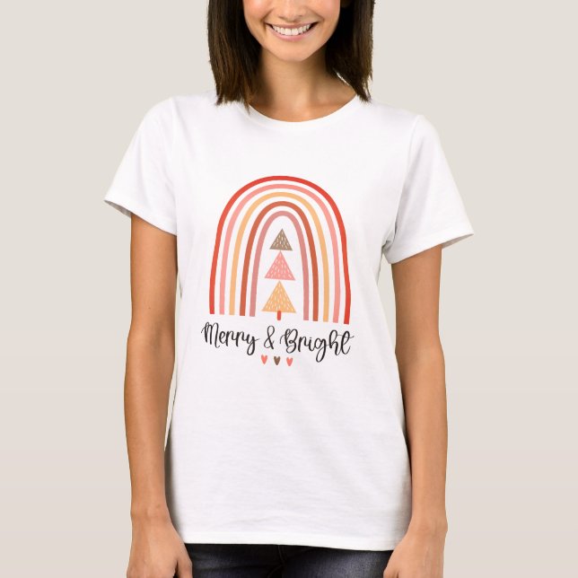 T-shirt de Noël pour femmes joyeux et brillants (Devant)