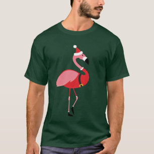 T-shirt de Noël pour le Flamant rose père Noël