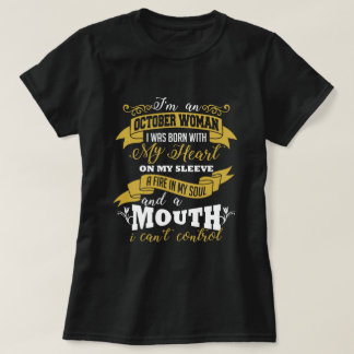 T-shirt de noir d'anniversaire de femme d'octobre