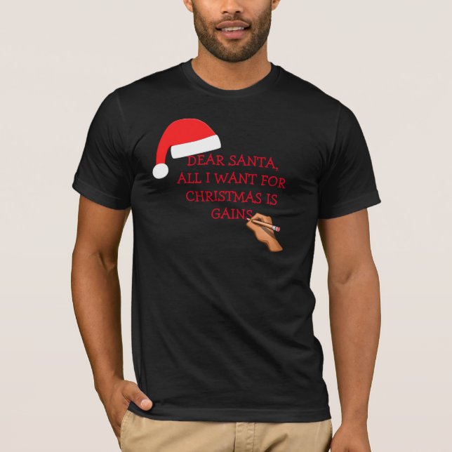 T-shirt de noir de lettre de gains de Père Noël (Devant)
