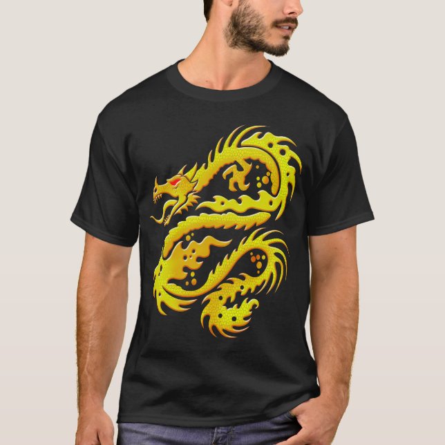 T-shirt de noir de puissance de dragon (Devant)