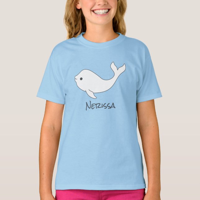 T-shirt de nom de baleine de beluga (enfant) (Devant)