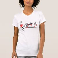 T-shirt de notes musicales de coeur d'amour