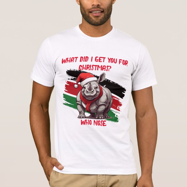 T-shirt de nouveauté Rhino de Noël (Devant)