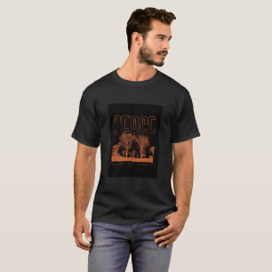 T-shirt de paix futuriste noir et orange