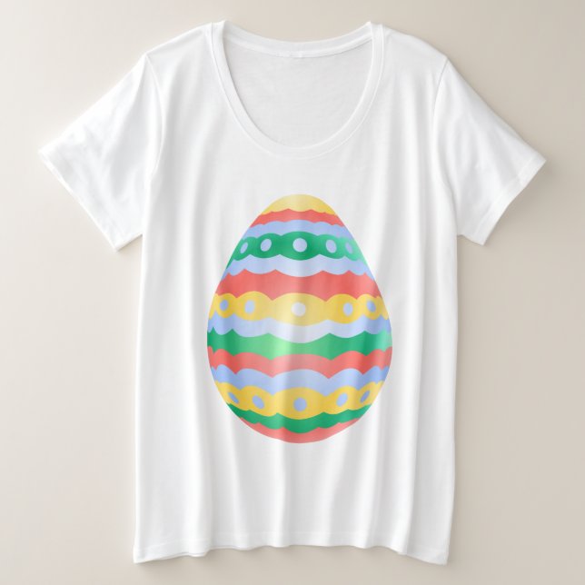 T-Shirt de Pâques Femme Oeuf de Pâques Plus Taille (Design devant)