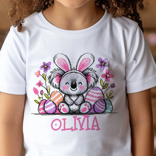 T-shirt de Pâques Nom personnalisé Filles Koala Bu