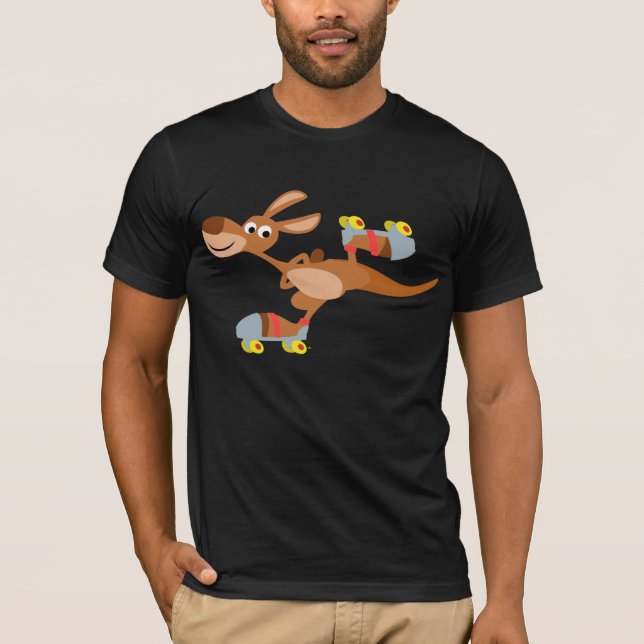 T-shirt de patinage de kangourou de bande dessinée (Devant)