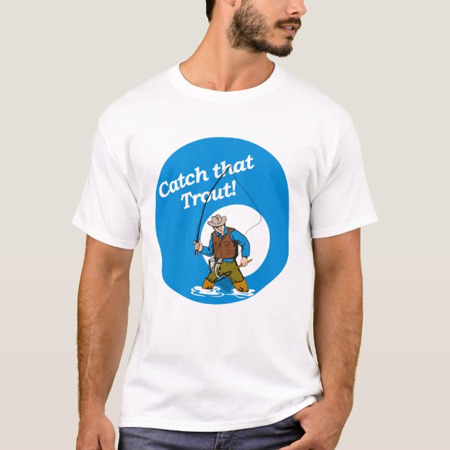 T-shirt de pêche à la truite rétro (Devant)