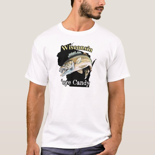 T-shirt de pêche Wisconsin 'Eye Candy Funny Walley (Devant)