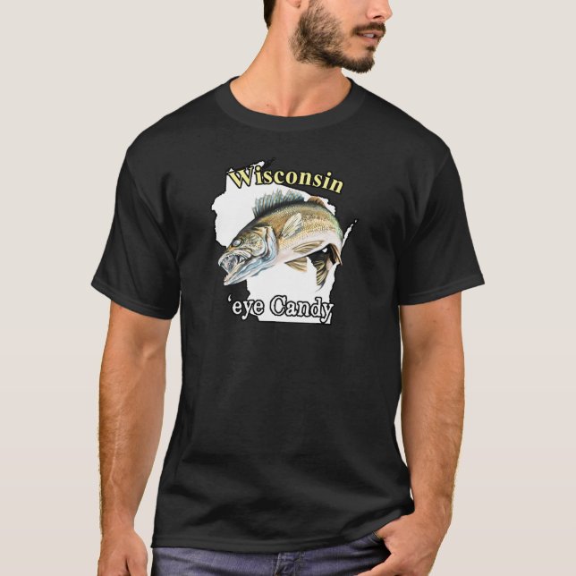 T-shirt de pêche Wisconsin 'Eye Candy Funny Walley (Devant)