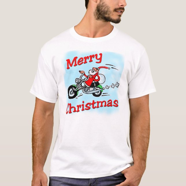 T-shirt de Père Noël de moto (Devant)