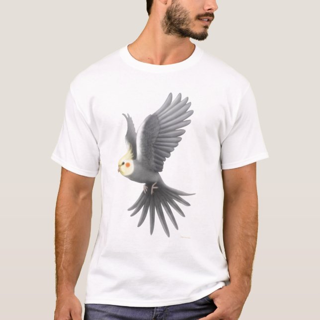 T-shirt de perroquet de Cockatiel de vol (Devant)