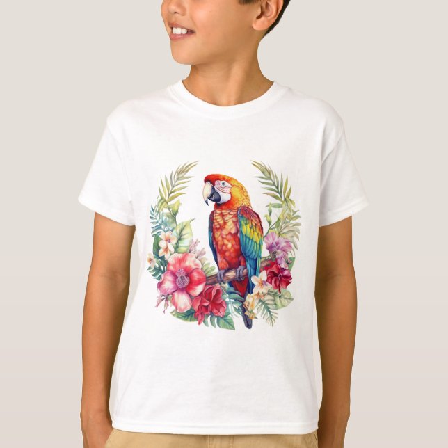 T-shirt de perroquet de Macaw tropical (Devant)