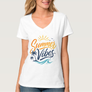 T-shirt de plage aux vagues côtières et ambiance e