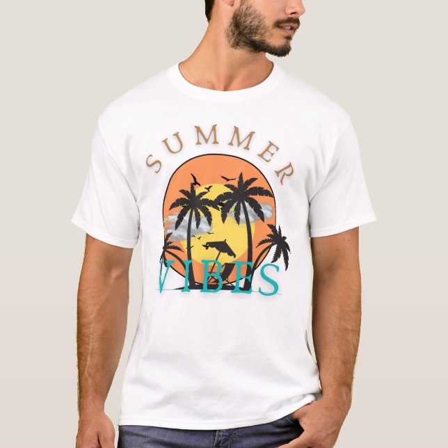T-shirt de plage des vibes d'été (Devant)