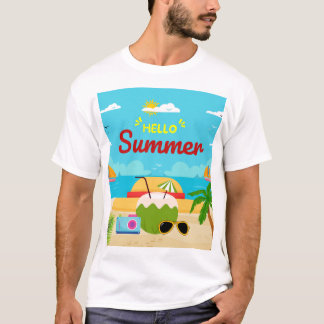 T-Shirt de plage tropicale Bonjour Été | Océan ens