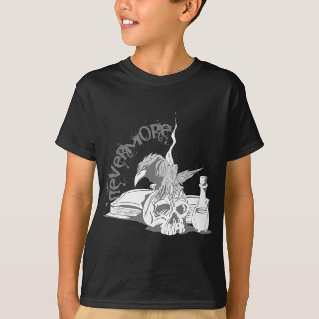 T-shirt De Poe crâne et livre plus jamais Raven (Devant)