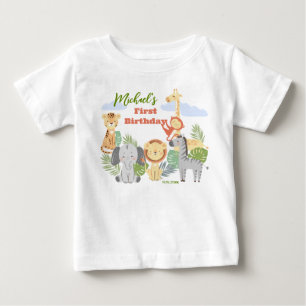 T-shirt de premier anniversaire avec des animaux m