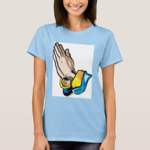 T-shirt de prière de burn-out de dames de mains