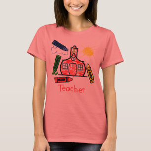 T-shirt de professeur - école et crayons
