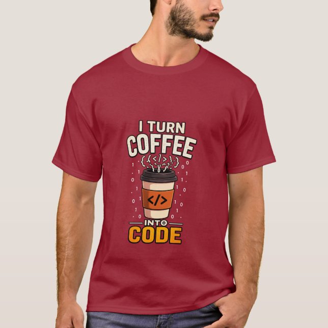 T-Shirt de programmeur Café pour Code (Devant)