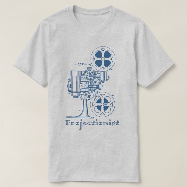 T-shirt de projectionniste (conception bleue) (Design devant)