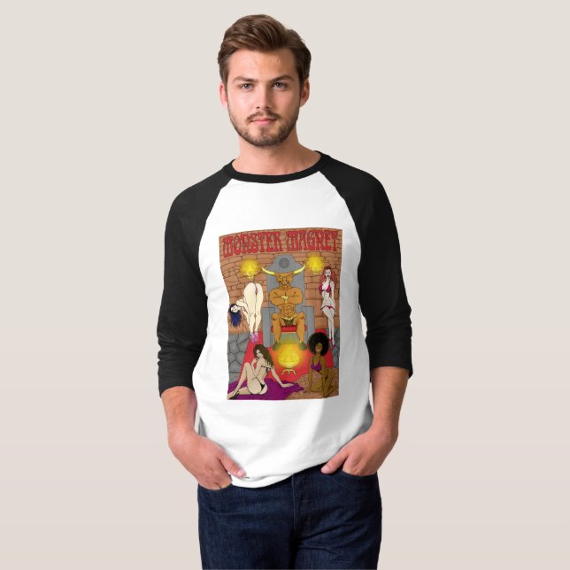 T-shirt de raglan d'aimant de monstre (Devant entier)