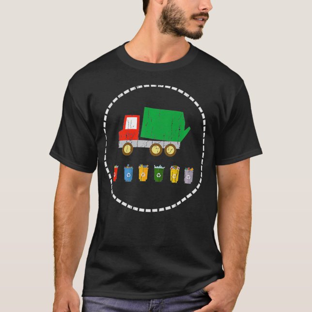 T-shirt de recyclage de camions à ordures (Devant)