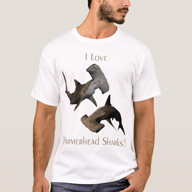 T-shirt de requins de poisson-marteau d'amour (Devant)