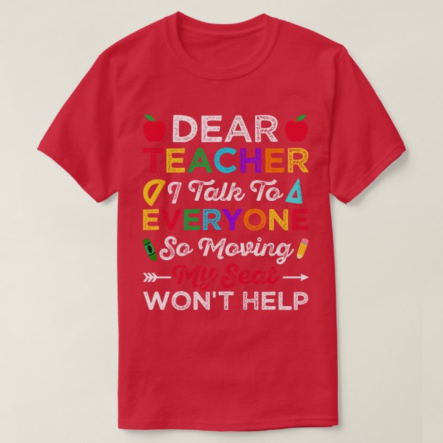 T-shirt De retour à l'école cher professeur je parle à tou (Design devant)