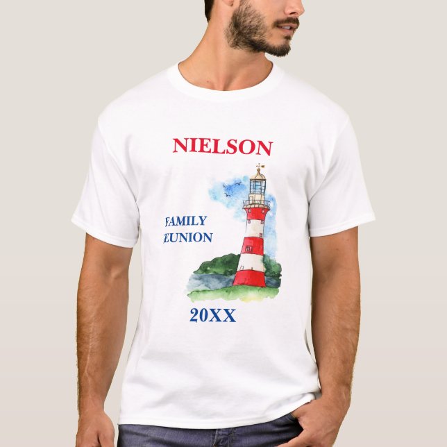 T-shirt de réunion de famille nautique avec phare (Devant)