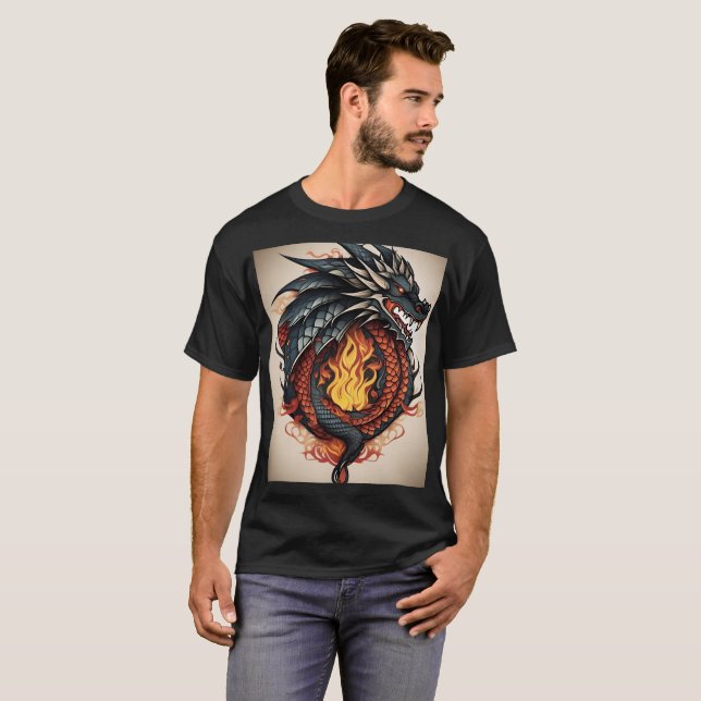 T-shirt de rêve de dragon lunatique (Devant entier)
