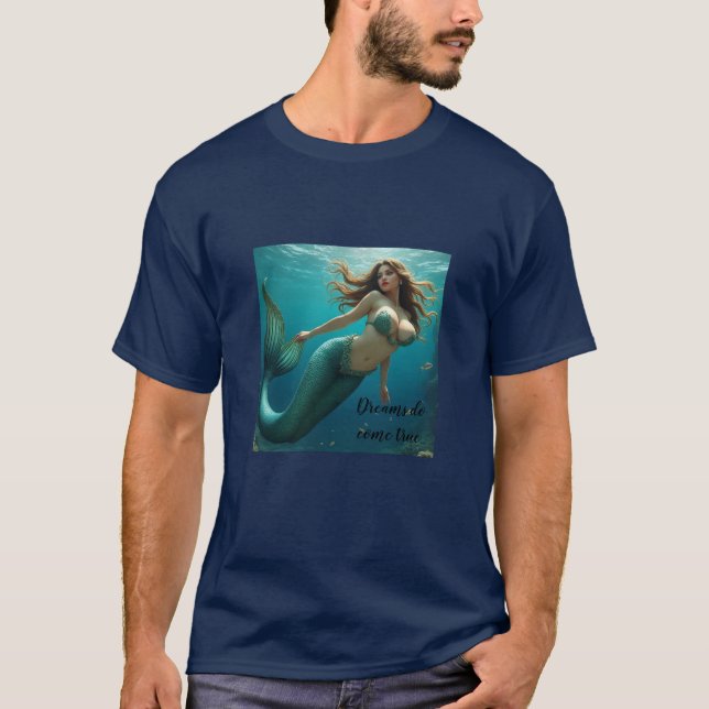 T-shirt de rêve de sirène pour hommes (Devant)